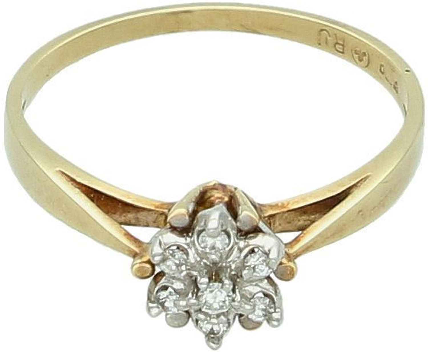 Pierścionek złoty DIAMENT żółte złoto, diamenty, kwiat. Złoto i brylanty to wyjątkowe połączenie, które kobiety wprost uwielbiają. Pierścionek ofiarowany ukochanej kobiecie stanie się 1.jpg